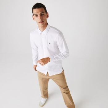 Lacoste Slim Fit Stretch Cotton Poplin Shirt - Šortky Pánské Bílé | CZ-2ts3o1